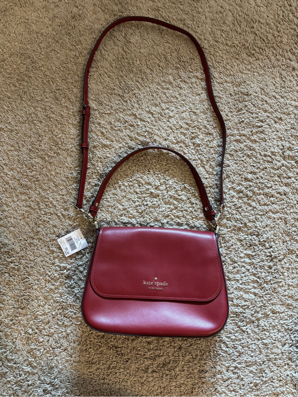 Kate Spade NWT Staci saffiano red leather flap bag
